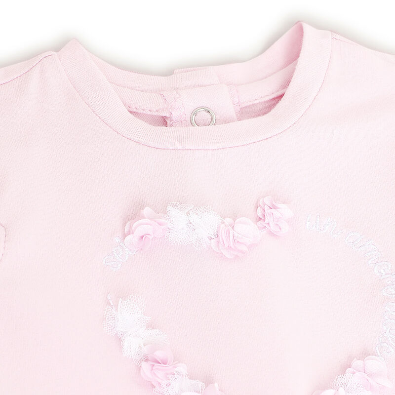 Girls Light Pink Embellished Short Sleeve Dress image number 2